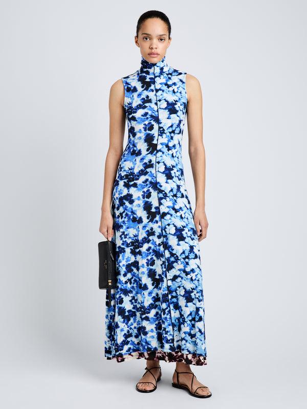 proenza schouler Proenza Schouler White Label Valentina Dress in Printed Soft Jersey - Ink/Sky