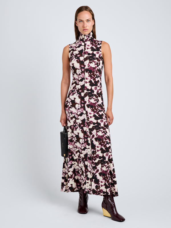 proenza schouler Proenza Schouler White Label Valentina Dress in Printed Soft Jersey - Wine/Orchid