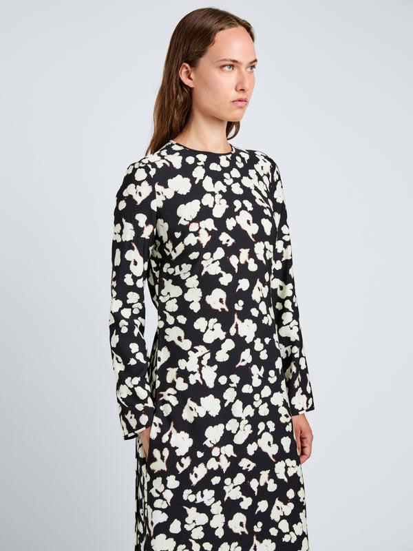 Proenza Schouler Proenza Schouler White Label Waverly Dress In Printed Soft Twill - Black Floral