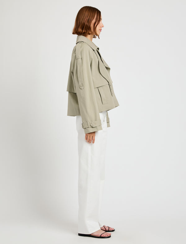 Proenza Schouler Proenza Schouler White Label Yasmin Cropped Trench In Cotton - Sage