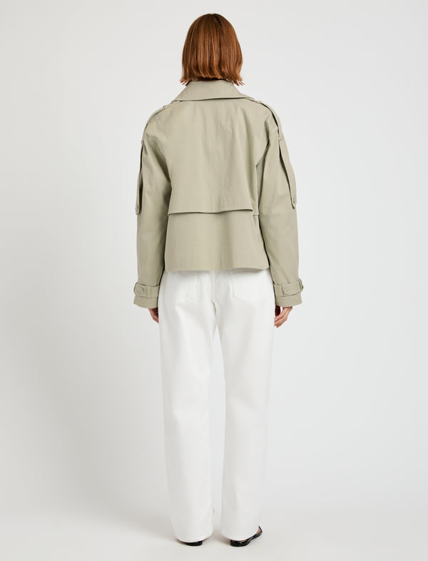 Proenza Schouler Proenza Schouler White Label Yasmin Cropped Trench In Cotton - Sage