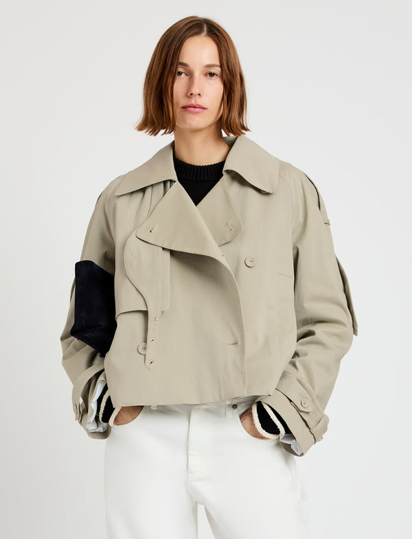 proenza schouler Proenza Schouler White Label Yasmin Cropped Trench in Cotton - Sage
