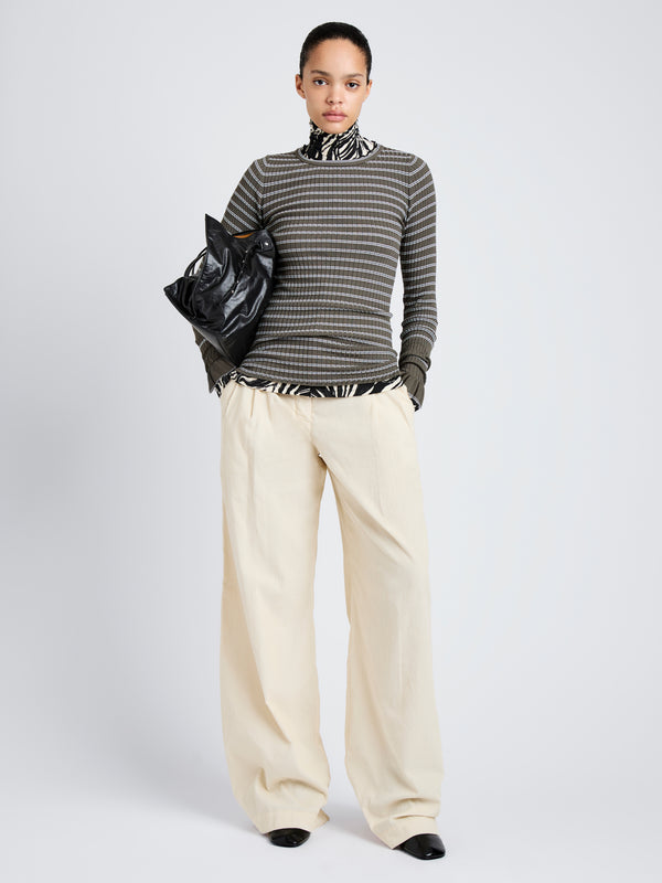 Proenza Schouler Proenza Schouler White Label Yasmine Sweater In Multi Stripe Knit - Ivy/White