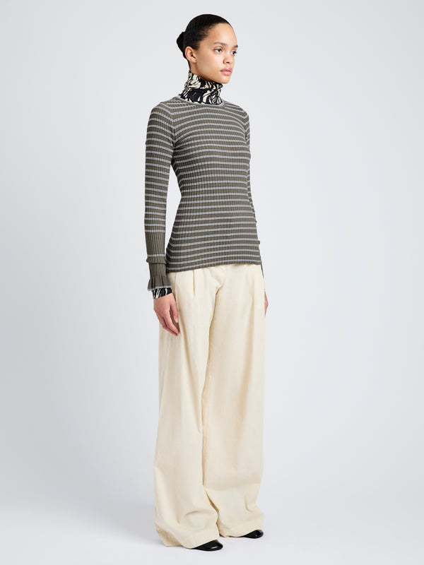 Proenza Schouler Proenza Schouler White Label Yasmine Sweater In Multi Stripe Knit - Ivy/White
