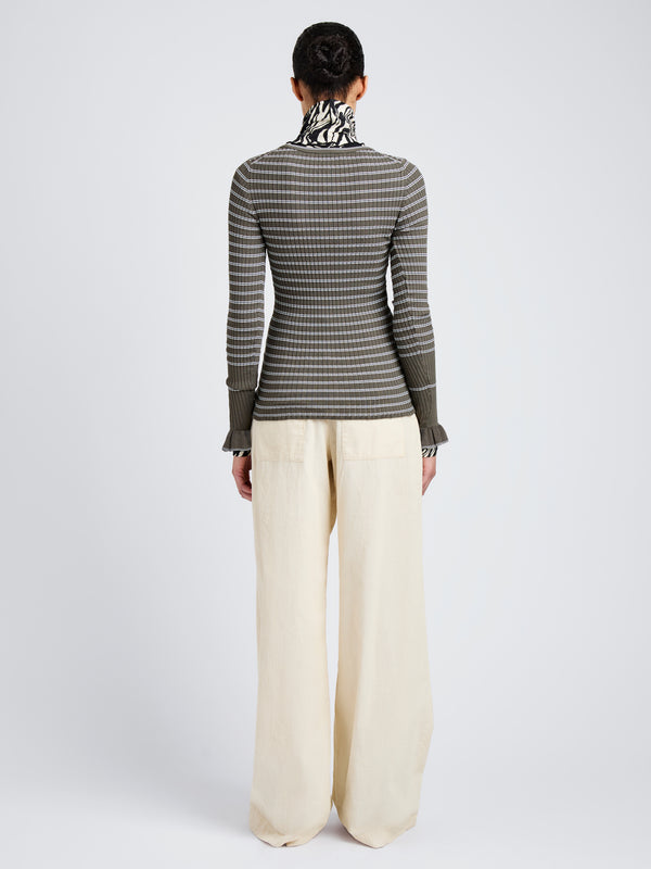 Proenza Schouler Proenza Schouler White Label Yasmine Sweater In Multi Stripe Knit - Ivy/White