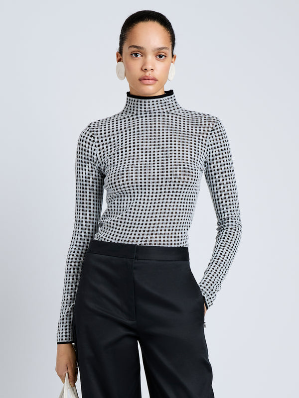 proenza schouler Proenza Schouler White Label Zella Top in Check Merino - Black/Jade