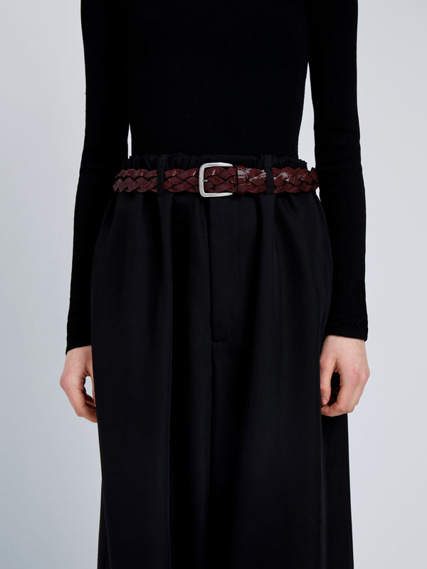 Proenza Schouler Proenza Schouler Wide Braid Belt In Croc Embossed Calf - Bordeaux