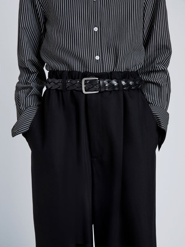 Proenza Schouler Proenza Schouler Wide Braid Belt In Croc Embossed Calf - Black