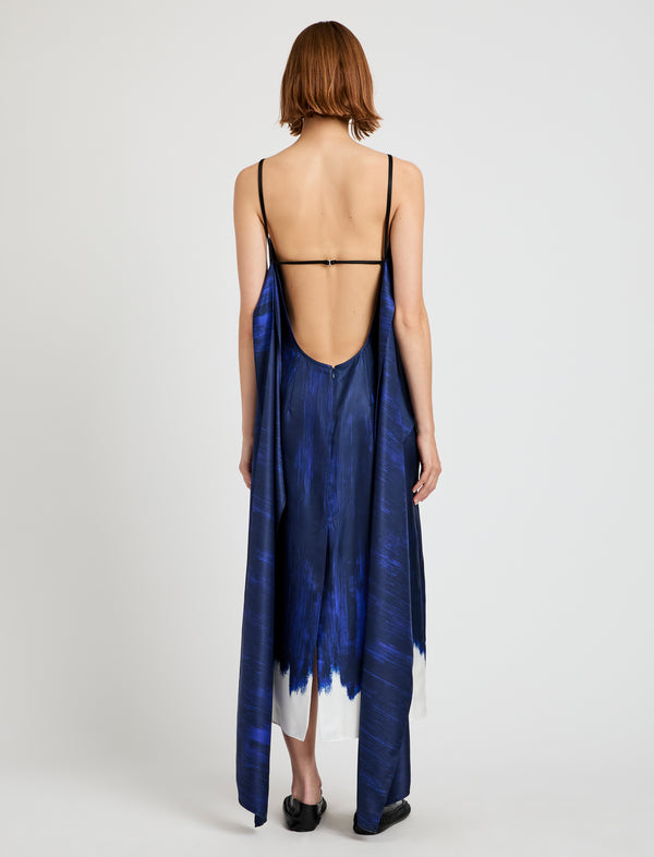 Proenza Schouler Proenza Schouler Wilma Dress In Double Printed Silk Twill - Cobalt Multi