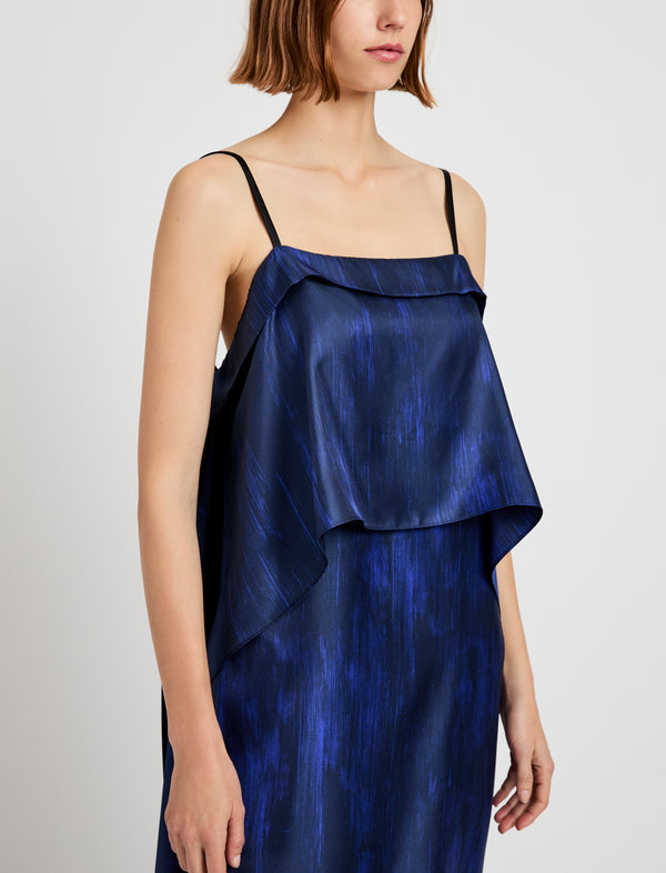 Proenza Schouler Proenza Schouler Wilma Dress In Double Printed Silk Twill - Cobalt Multi