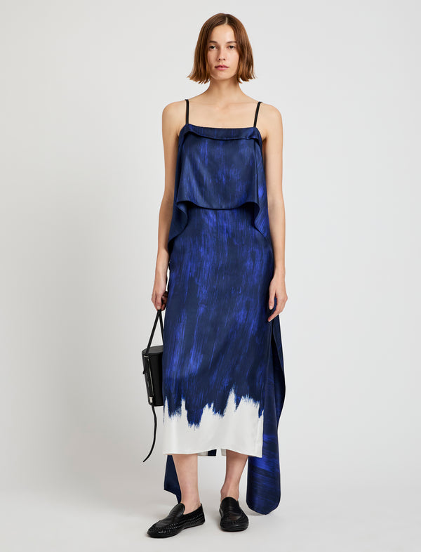proenza schouler Proenza Schouler Wilma Dress in Double Printed Silk Twill - Cobalt Multi