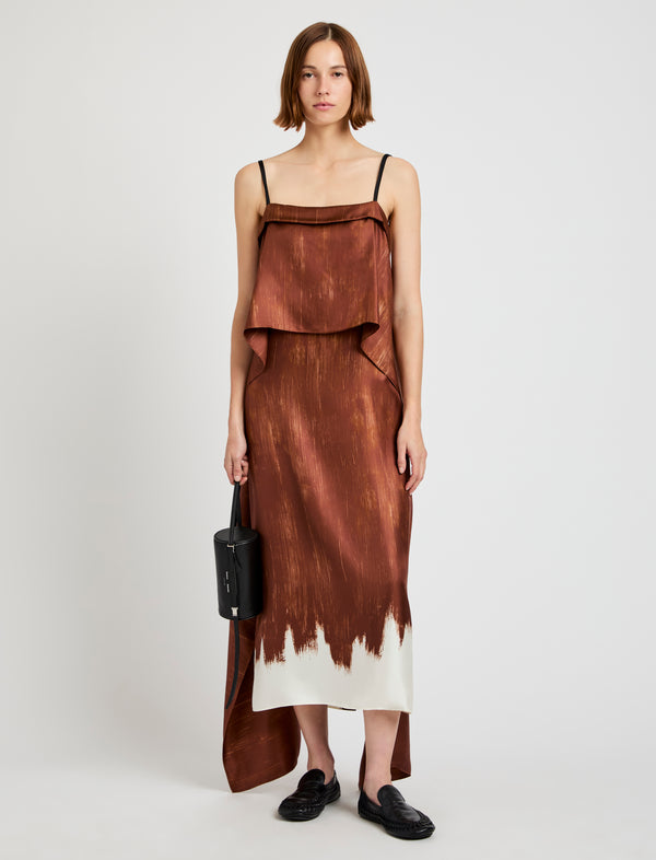 proenza schouler Proenza Schouler Wilma Dress in Double Printed Silk Twill - Sienna Multi
