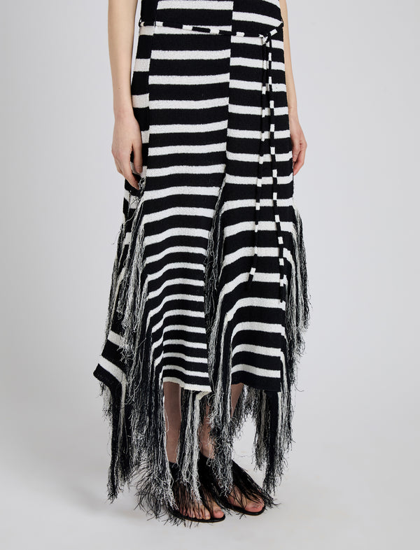Proenza Schouler Proenza Schouler Yves Dress In Stripe Fringed Knit - Black/White