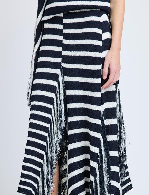 Proenza Schouler Proenza Schouler Yves Skirt In Stripe Fringed Knit - Navy Multi