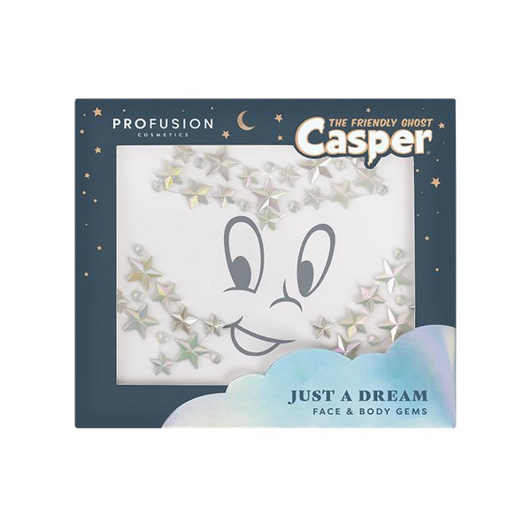 Profusion Cosmetics Casper The Friendly Ghost | Cosmetic Bag & Glow In The Dark Face Gems