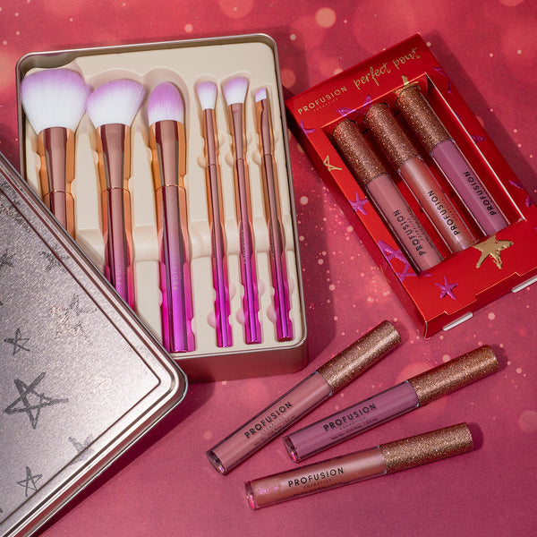 Profusion Cosmetics Crimson Brush Vault – 6-Piece Brush Set