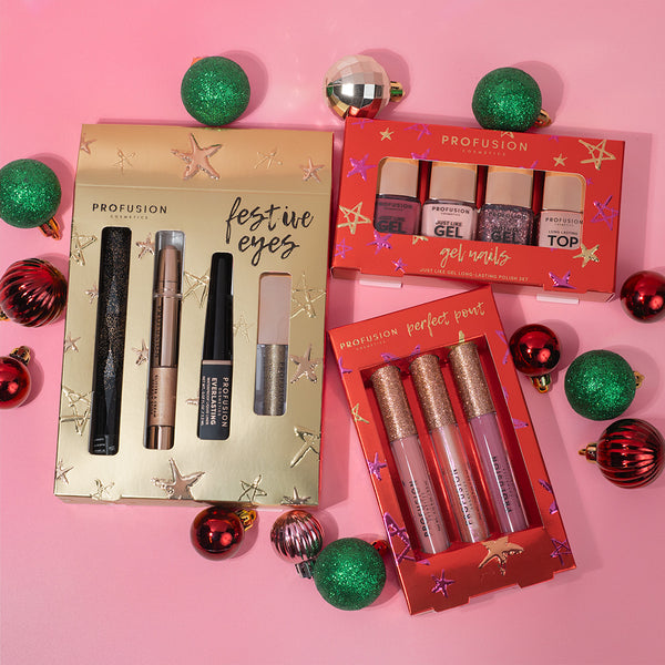 Profusion Cosmetics Crimson Gel Nails – 4-Piece Nail Polish Set With Top Coat