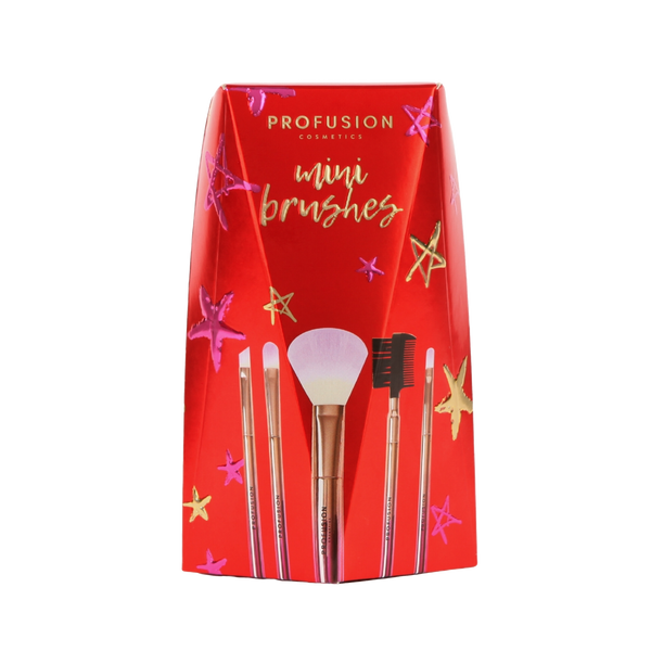 Profusion Cosmetics Crimson Mini Brushes – 5-Piece Mini Brush Set