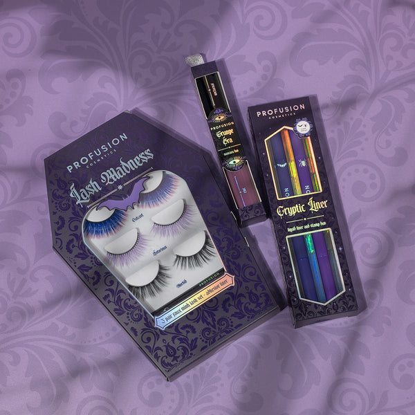 Profusion Cosmetics Lash Madness-3 Pair Faux Mink Lash Set Adhesive