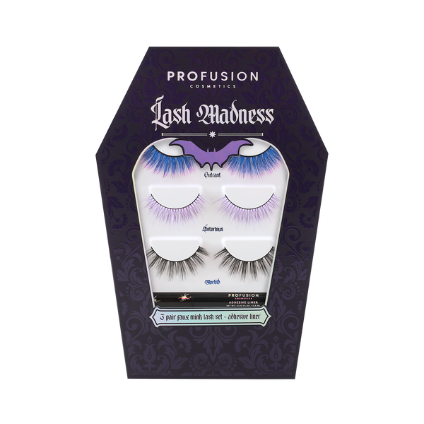 profusion cosmetics Lash Madness-3 Pair Faux Mink Lash Set Adhesive