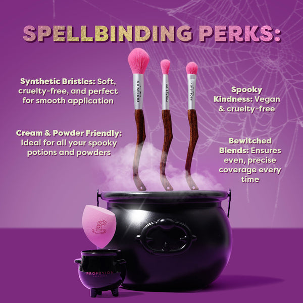 Profusion Cosmetics Monster Bash | Witch's Broom Closet Face & Eye Brush Set