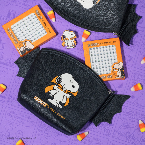 Profusion Cosmetics Peanuts Halloween | Count Snoopy Cosmetic Bag Set With Gems