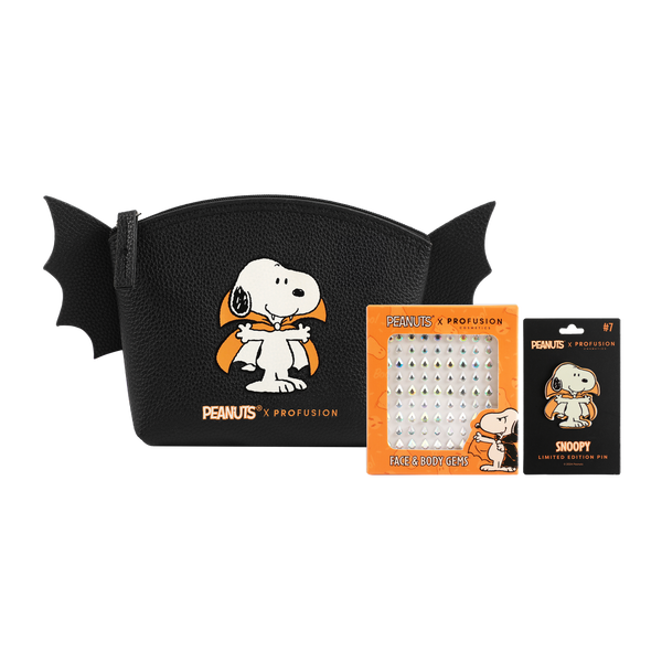 profusion cosmetics Peanuts Halloween | Count Snoopy Cosmetic Bag Set with Gems