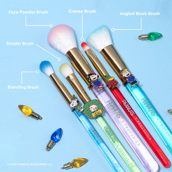 Profusion Cosmetics Peanuts Holiday | Merry & Bright Brush Set With Case