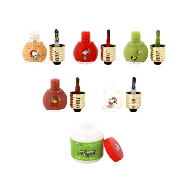 profusion cosmetics Peanuts Holiday | Sparkling With Joy 5 PC Nail Polish Set & Nail Polish Remover