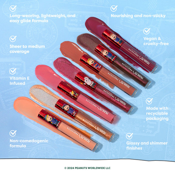 Profusion Cosmetics Peanuts Holiday | The Joy Of Giving 7PC Lip Gloss Set