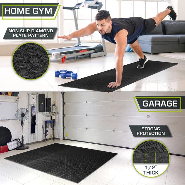 Prosourcefit Diamond Plate Exercise Puzzle Mat 1/2-in Black
