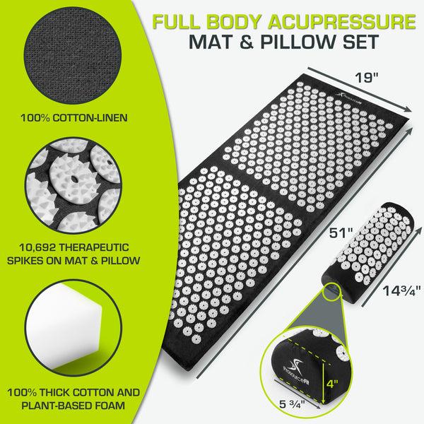 Prosourcefit Full Body Acupressure Mat And Pillow Set Black