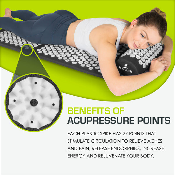 Prosourcefit Full Body Acupressure Mat And Pillow Set Black