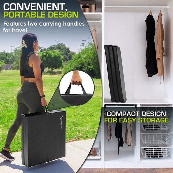 Prosourcefit Tri-Fold Folding Exercise Mat 6x2x1.5 Black