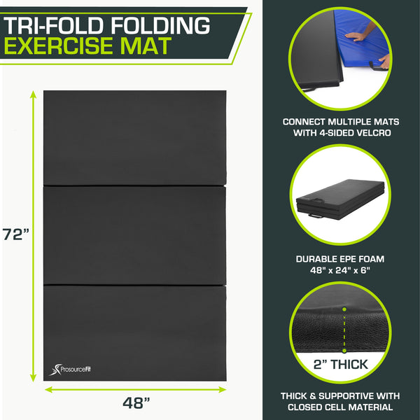 Prosourcefit Tri-Fold Folding Exercise Mat 6x4x2 Gray