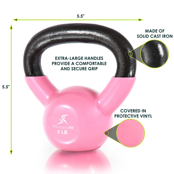 Prosourcefit Vinyl Coated Cast Iron Kettlebells 15 Lb