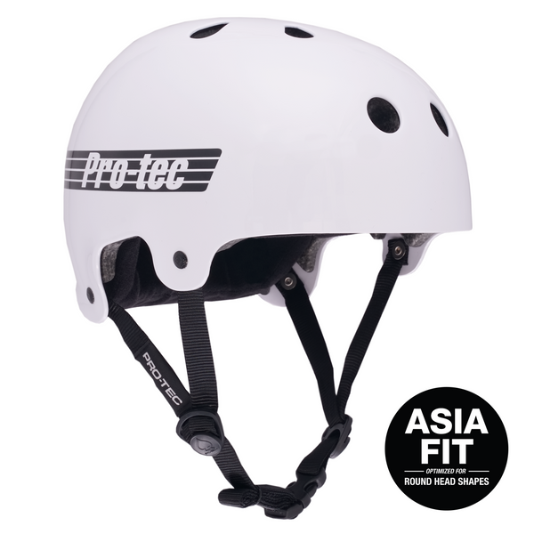 protec OLD SCHOOL LOW PRO ASIA FIT HELMET - GLOSS WHITE (CERTIFIED)