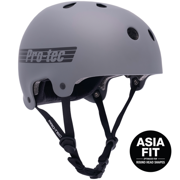 protec OLD SCHOOL LOW PRO ASIA FIT HELMET - MATTE GREY (CERTIFIED)