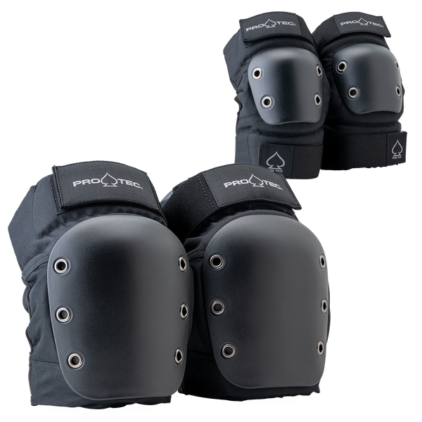 protec STREET KNEE/ELBOW PAD SET - OPEN BACK - BLACK