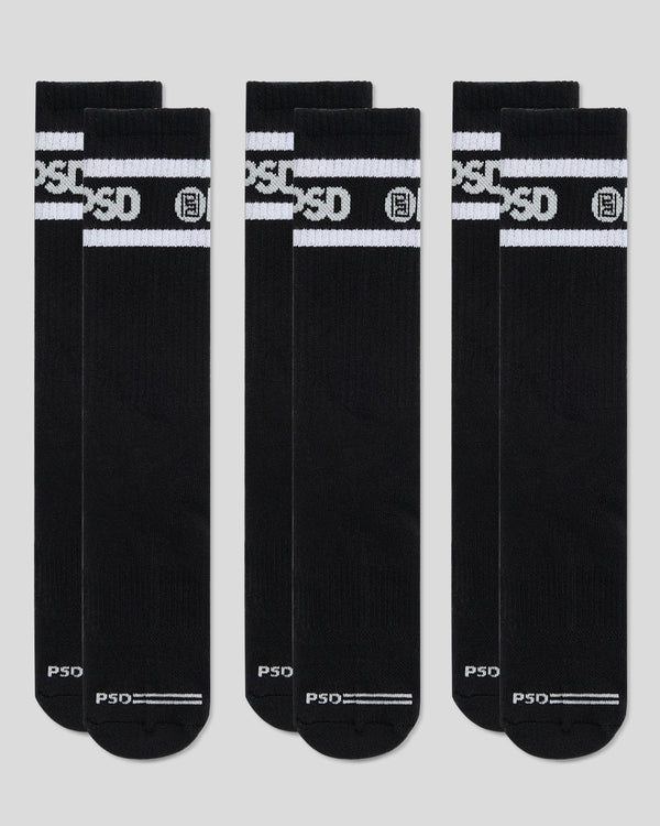 psd 3 Pack - Logo Stripe Crew - Black