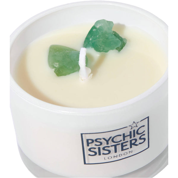 Psychic Sisters Green Fluorite Crystal Candle – Nectarine & Honey