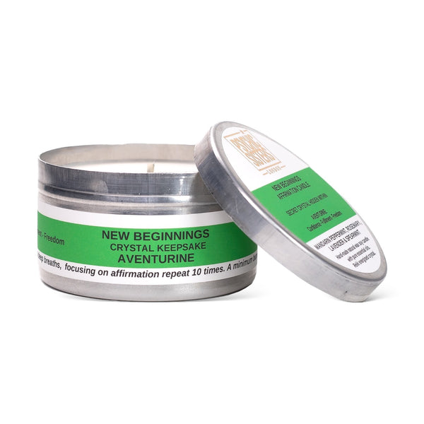 Psychic Sisters New Beginnings Tin Candle – Lavender Rosemary Mandarin & Spearmint