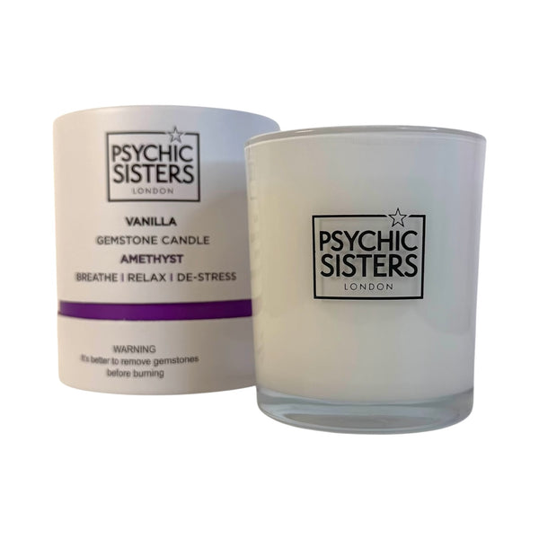 psychic sisters Amethyst Crystal Candle – Vanilla