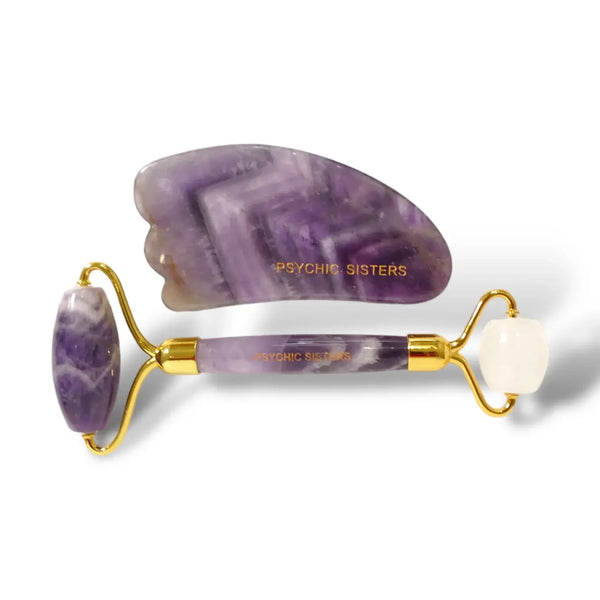 psychic sisters Amethyst Gua Sha & Roller Gift Set