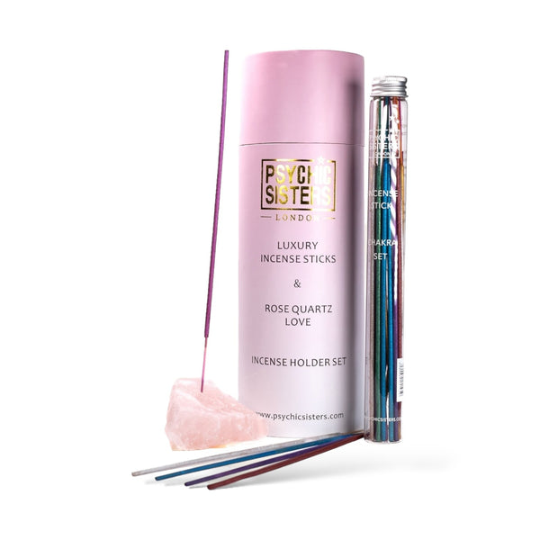 psychic sisters Rose Quartz Incense Holder Set