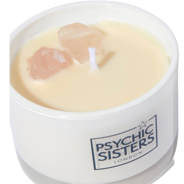Psychic Sisters Rose Quartz Crystal Candle – Pomegranate