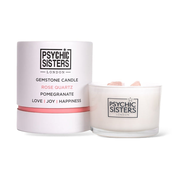 psychic sisters Rose Quartz Crystal Candle – Pomegranate