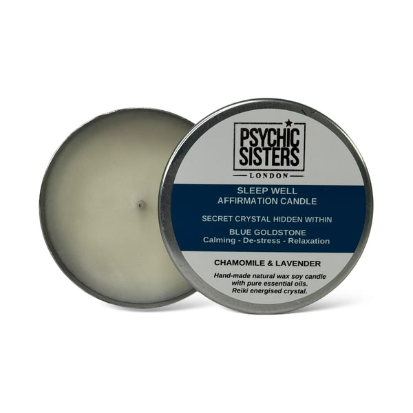 psychic sisters Sleep Well Tin Candle – Chamomile & Lavender