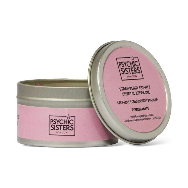 psychic sisters Strawberry Quartz Tin Candle – Pomegranate