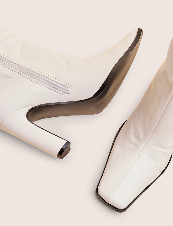 Public Desire Acquilla White Knee High Flared Boots